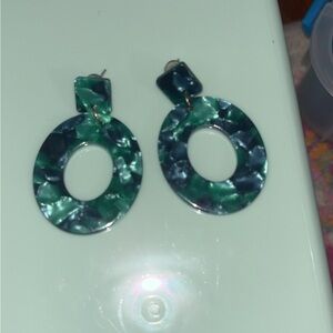 Bold Green and Blue Geometric Earrings